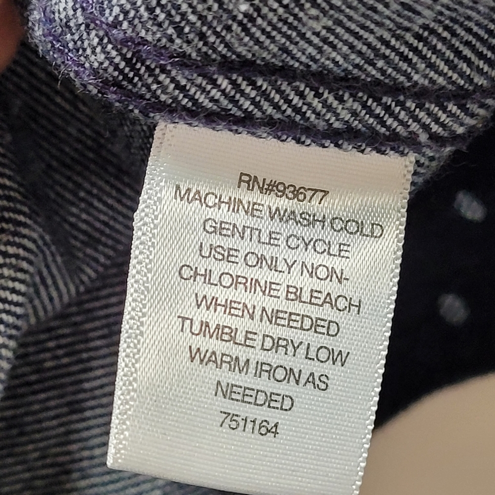 Liz Claiborne Women’s Polka Dot Denim Jacket The Clash Band Graphic size Large - Picture 5 of 6